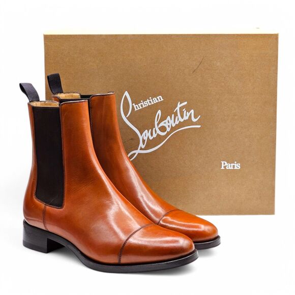 Christian Louboutin Antonio Chelsea Leather Boots - Brown EU 40.5 / US 7.5 $1350